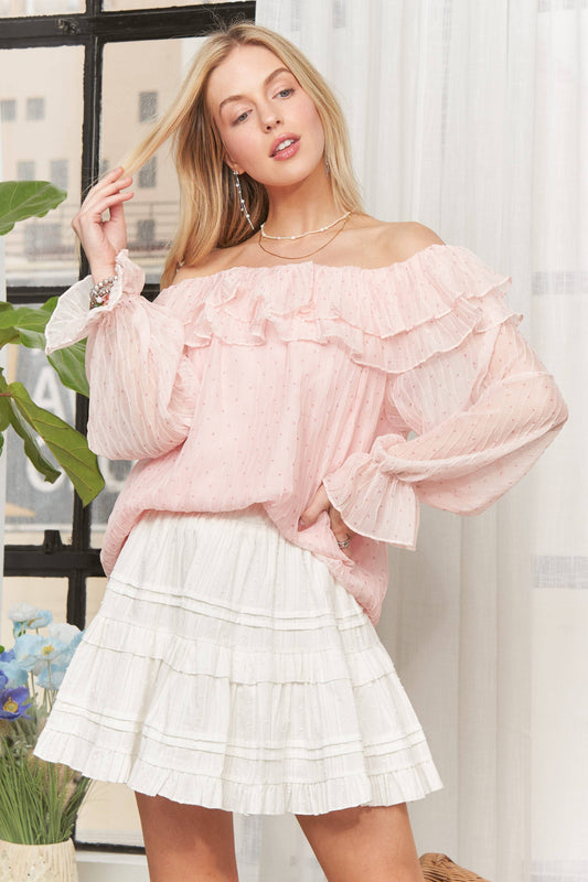 CHIFFON OFF SHOULDER BLOUSE