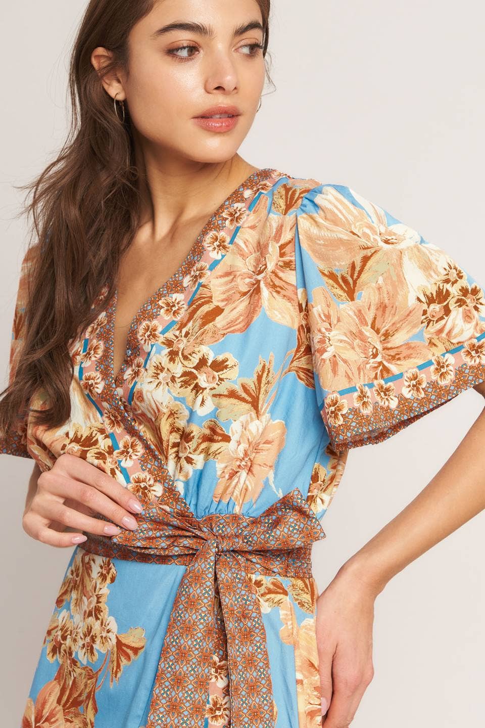 Printed woven hi-lo midi dress