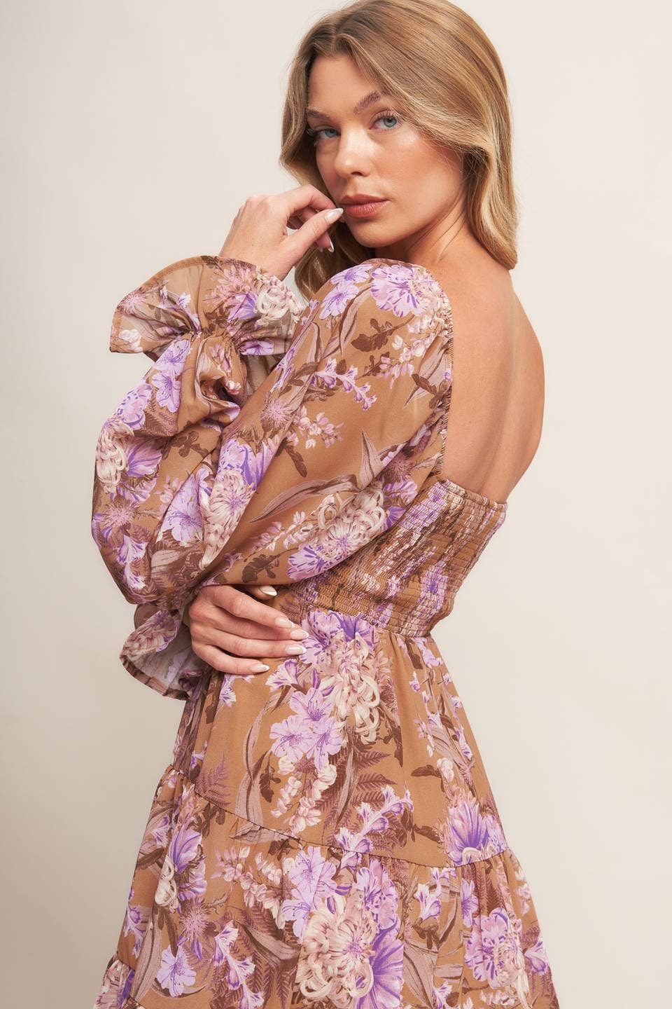 A printed woven mini dress - ID22859