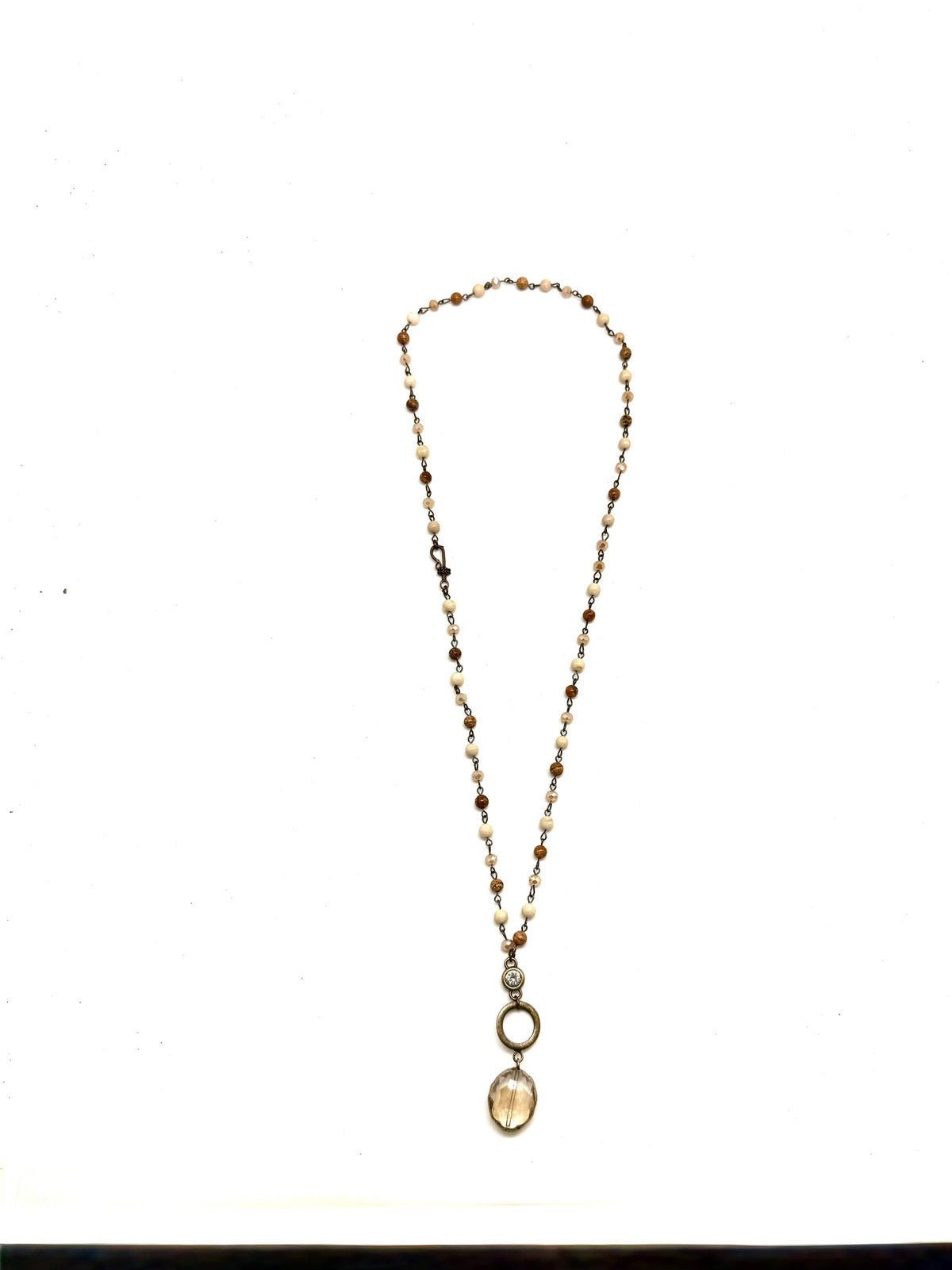 Picture Jasper(6mm) Chain w/Bevelled Oval Drop 30”
