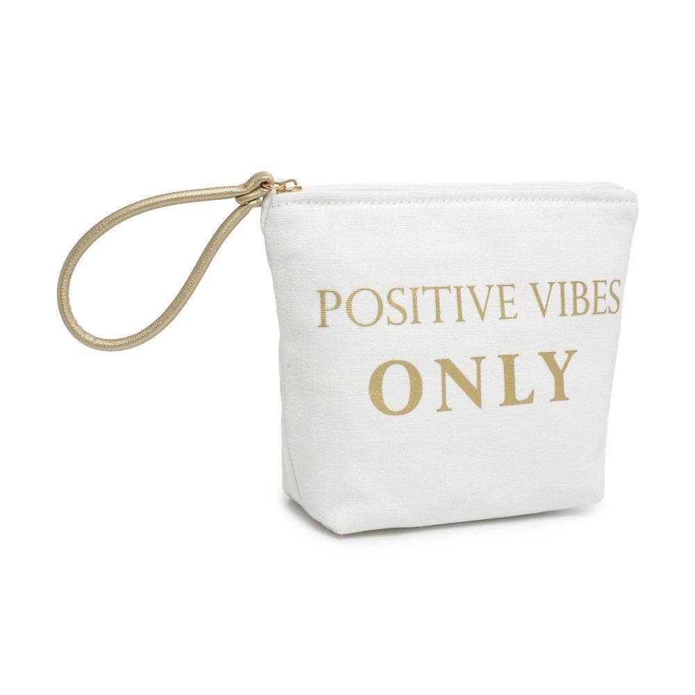 Printed Canvas Wristlet Cosmetic Make Up Bag Pouch