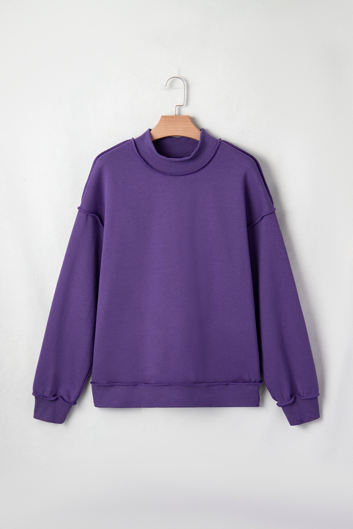 Apricot Oversize Drop Shoulder Reversible Mock Neck Sweatshirt
