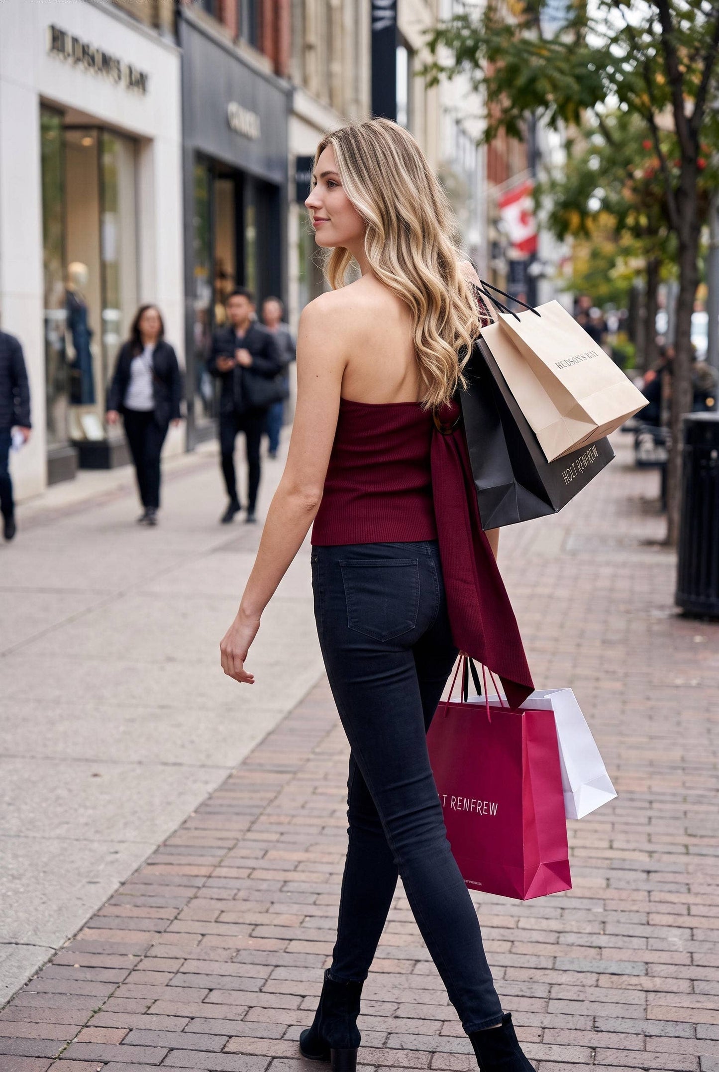 Rib Knit One-Shoulder Sweater Top with Wood Buckle Detail