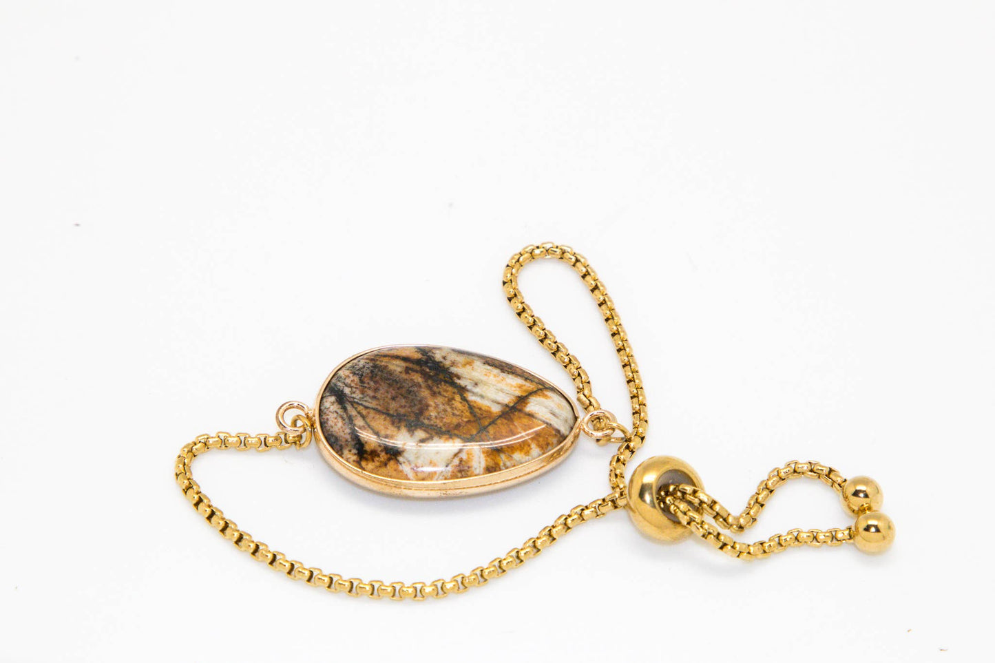 Bracelet Drawstring Antique Gold Brown Imperial Jasper