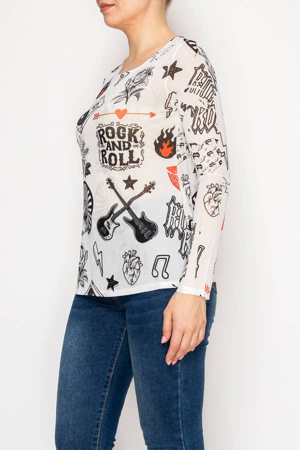 Rock N Roll Mesh Long Sleeve Top