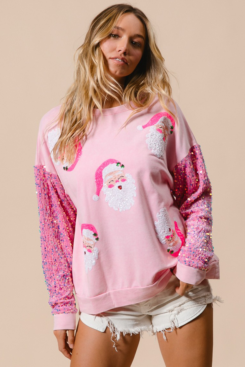 Sequined Santa Claus Christmas Sweatshirt