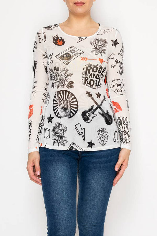 Rock N Roll Mesh Long Sleeve Top