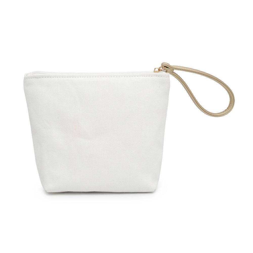 Printed Canvas Wristlet Cosmetic Make Up Bag Pouch