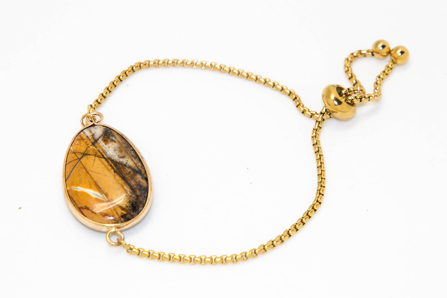 Bracelet Drawstring Antique Gold Brown Imperial Jasper