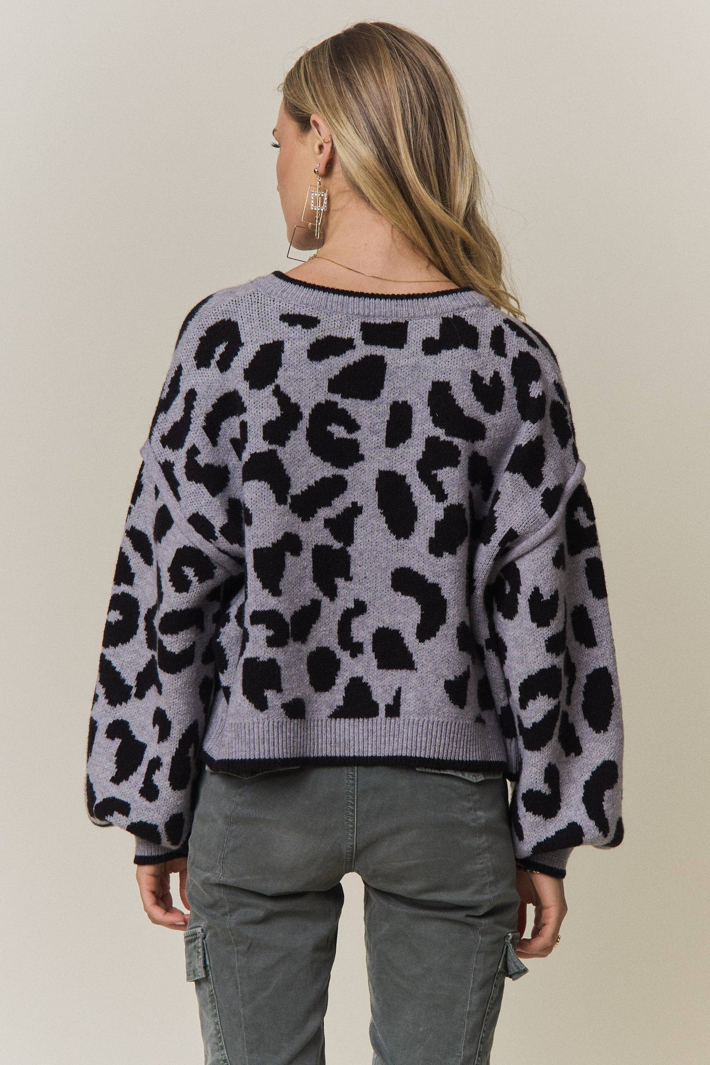 LEOPARD PRINT TIE-FRONT CARDIGAN - CESW4429
