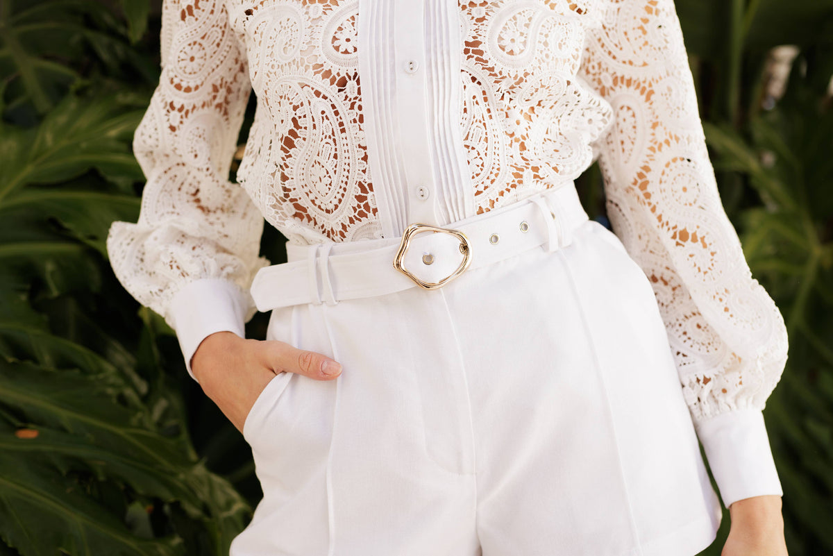 Tailored High Waisted Belted Shorts
