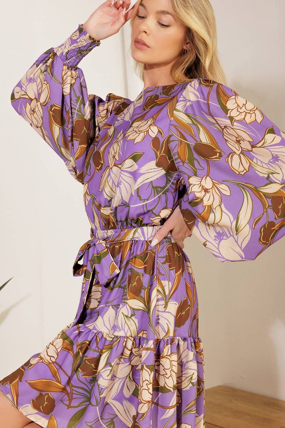 Purple woven mini dress