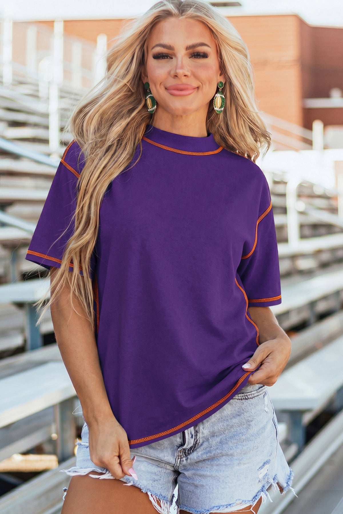 Tillandsia Purple Reversible Contrast-Stitched T-Shirt