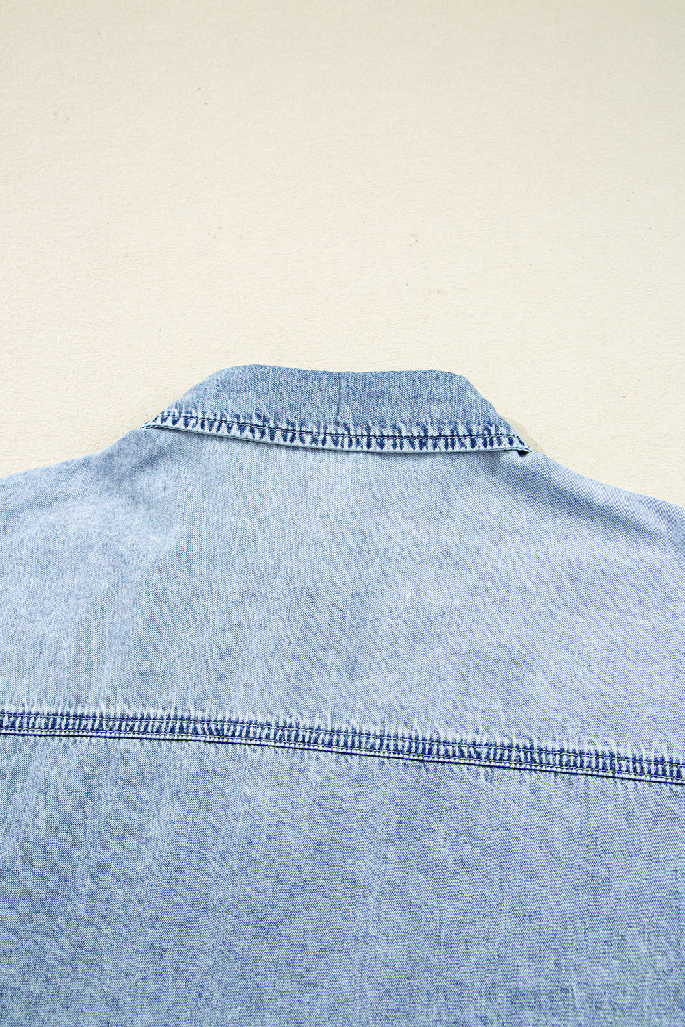 Medium Grey Chest Pocket Raw Hem Denim Loose Shirt Dress