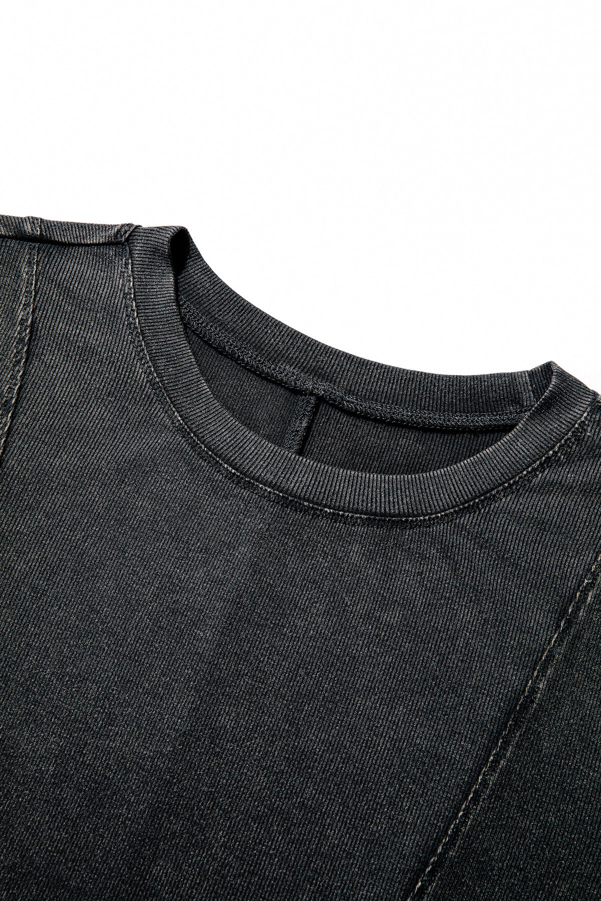 Coffee Exposed Seam Ribbed Long Sleeve Top
