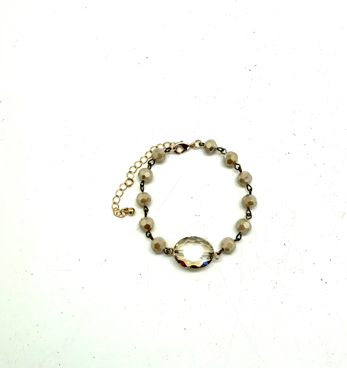 Bracelet  Champagne Glass(8mm)Beveled Tear Drop 7”w/2” ext.