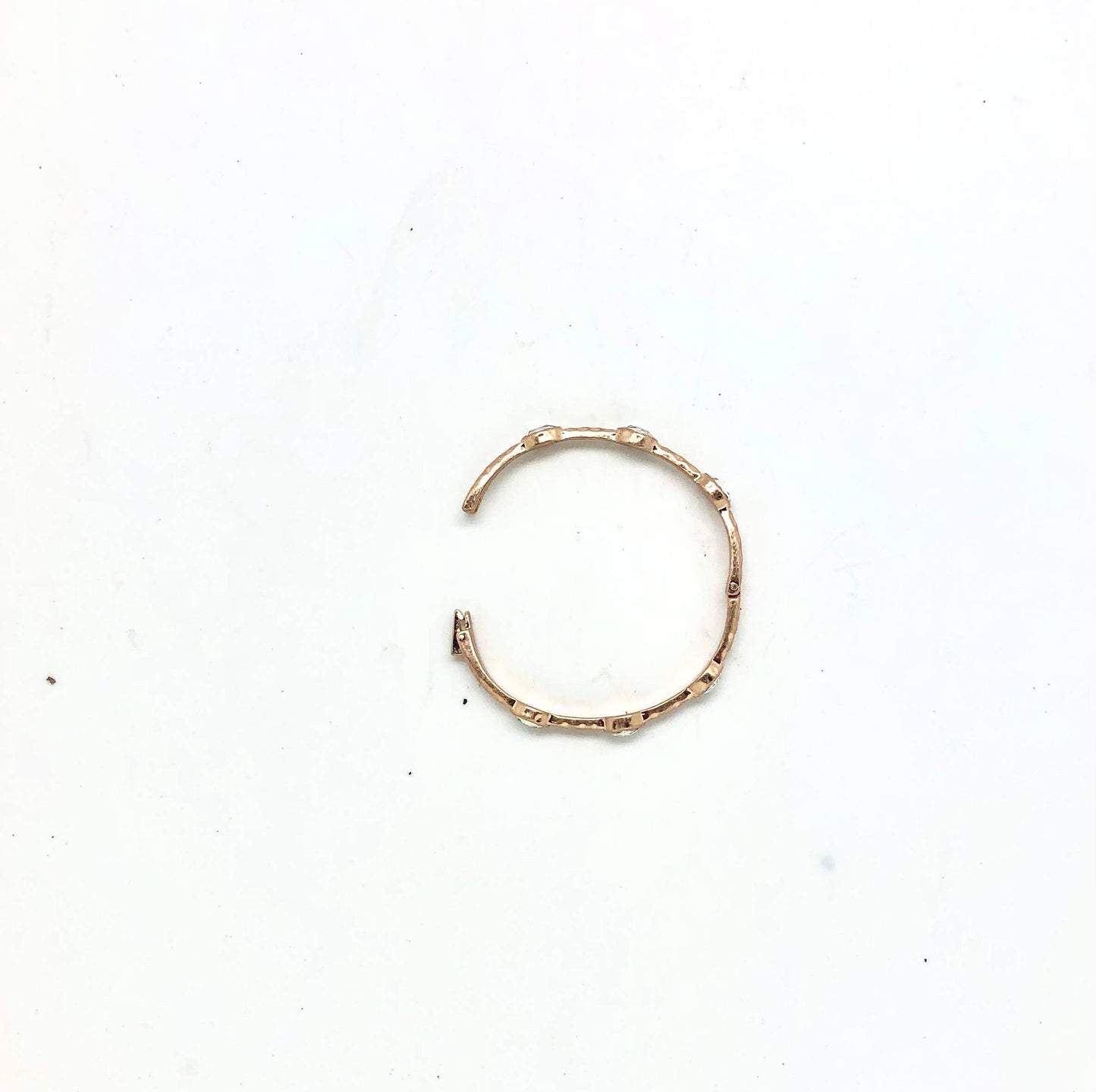 Bracelet 6 Oval Clear Glass Matte Gold w/Safety Hook Clasp