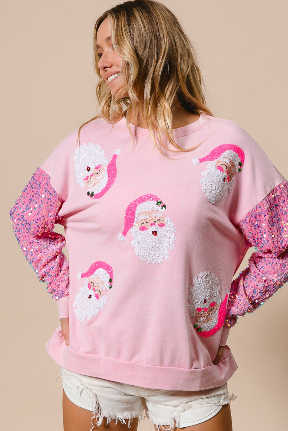 Sequined Santa Claus Christmas Sweatshirt