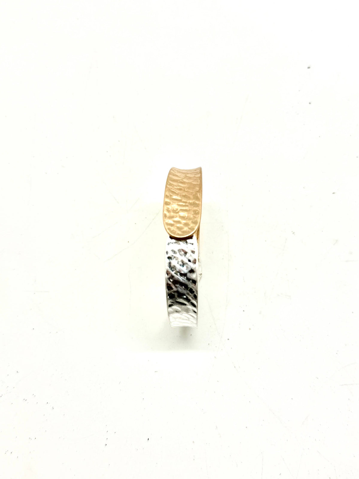 Bracelet Cuff w/Spring Matte Multi Metal Hammered 7”
