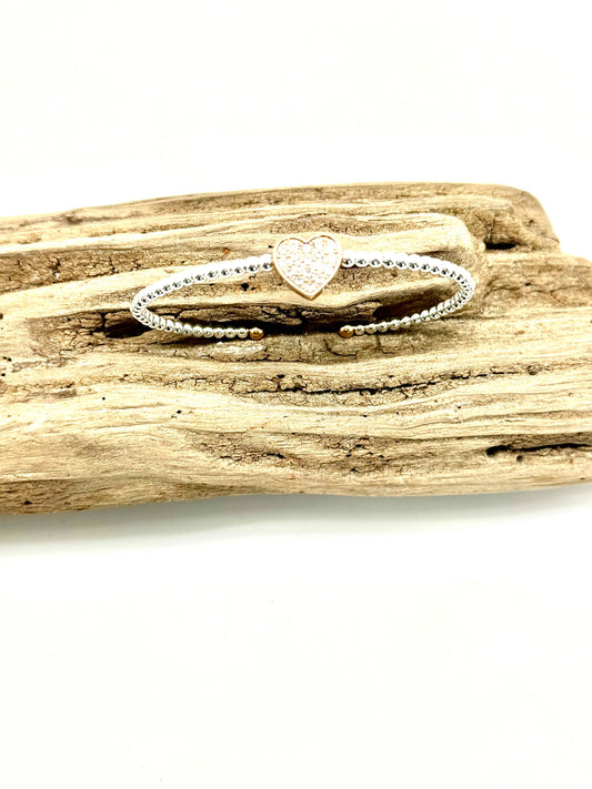 Cuff Glass Hearts High Quality Plated SilverBeads Adjustable