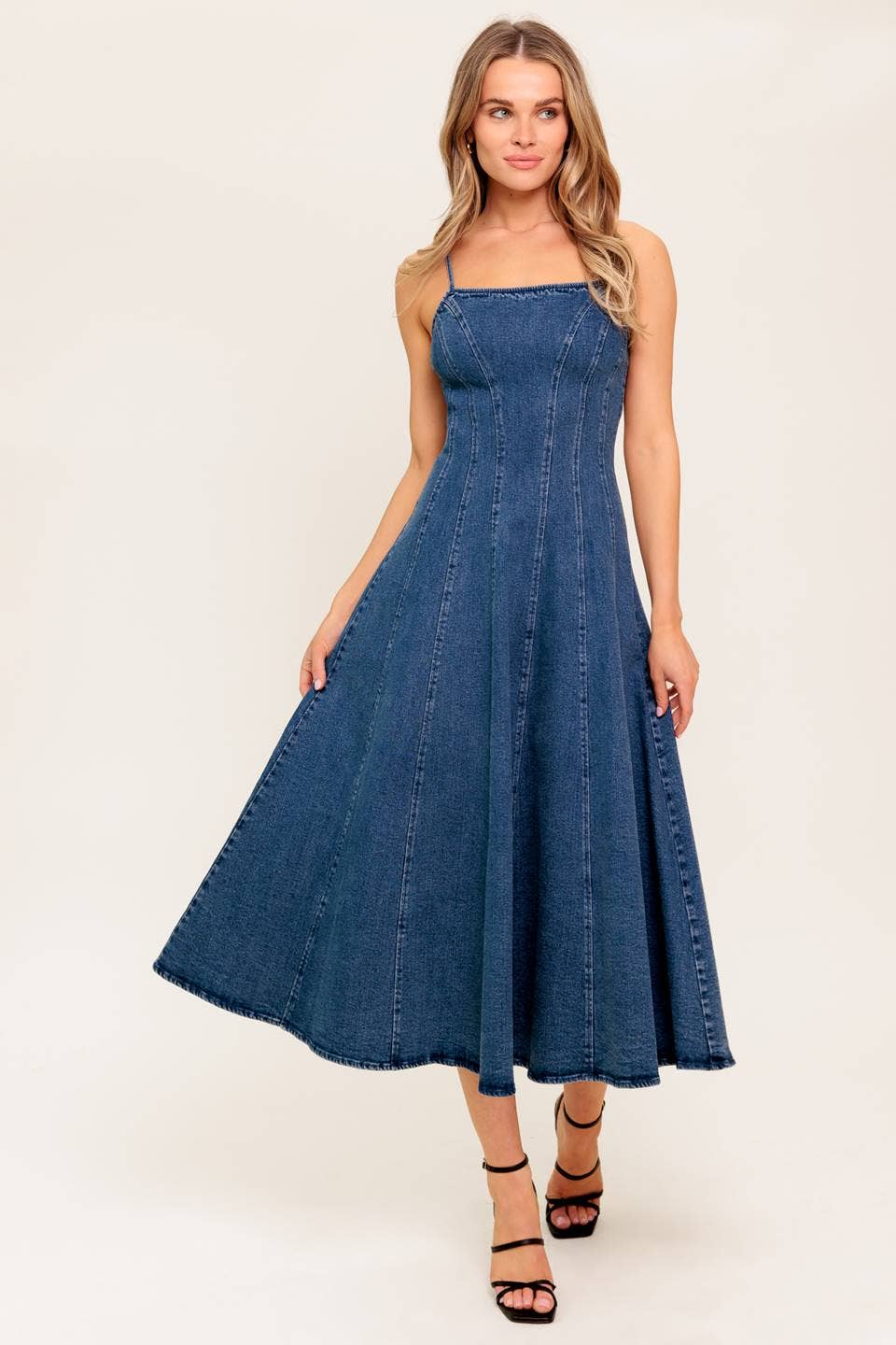 Washed Denim Midi Dress
