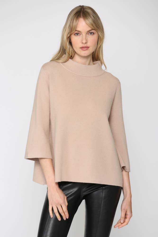MOCK NECK PULL OVER SWEATER/BELL SLEEVE