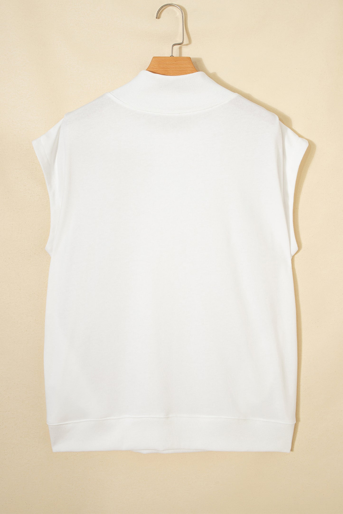 Phalaenopsis Solid Color High Neck Cap Sleeve Loose Top