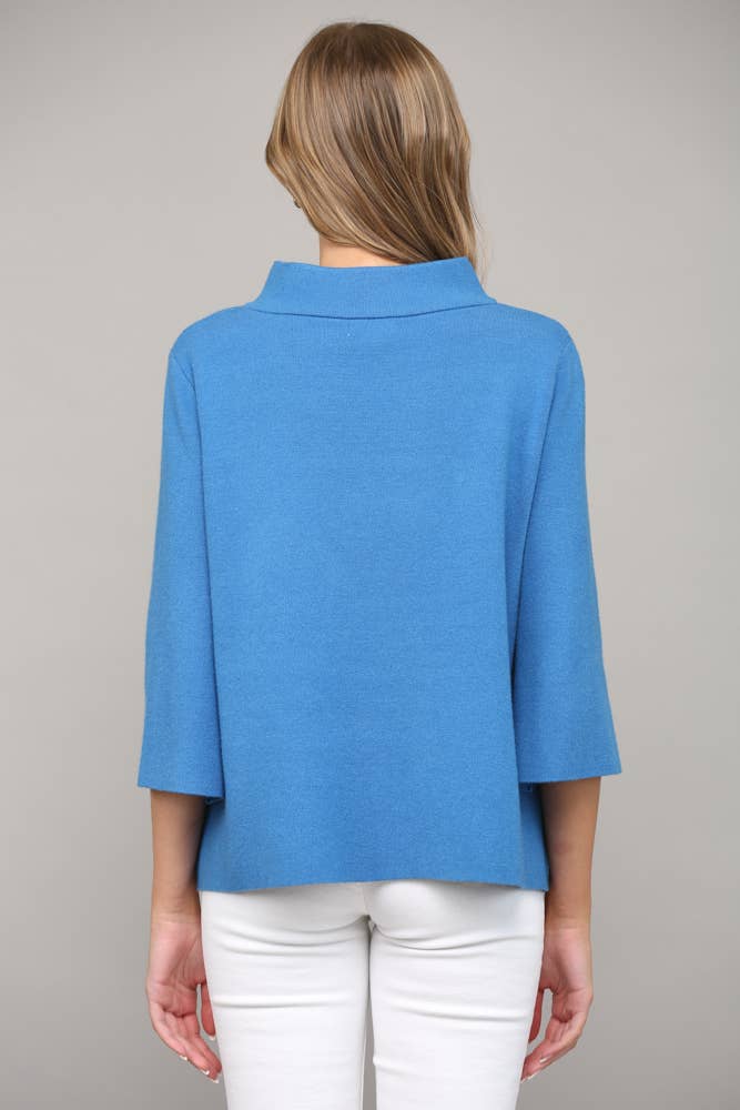 MOCK NECK PULL OVER SWEATER/BELL SLEEVE