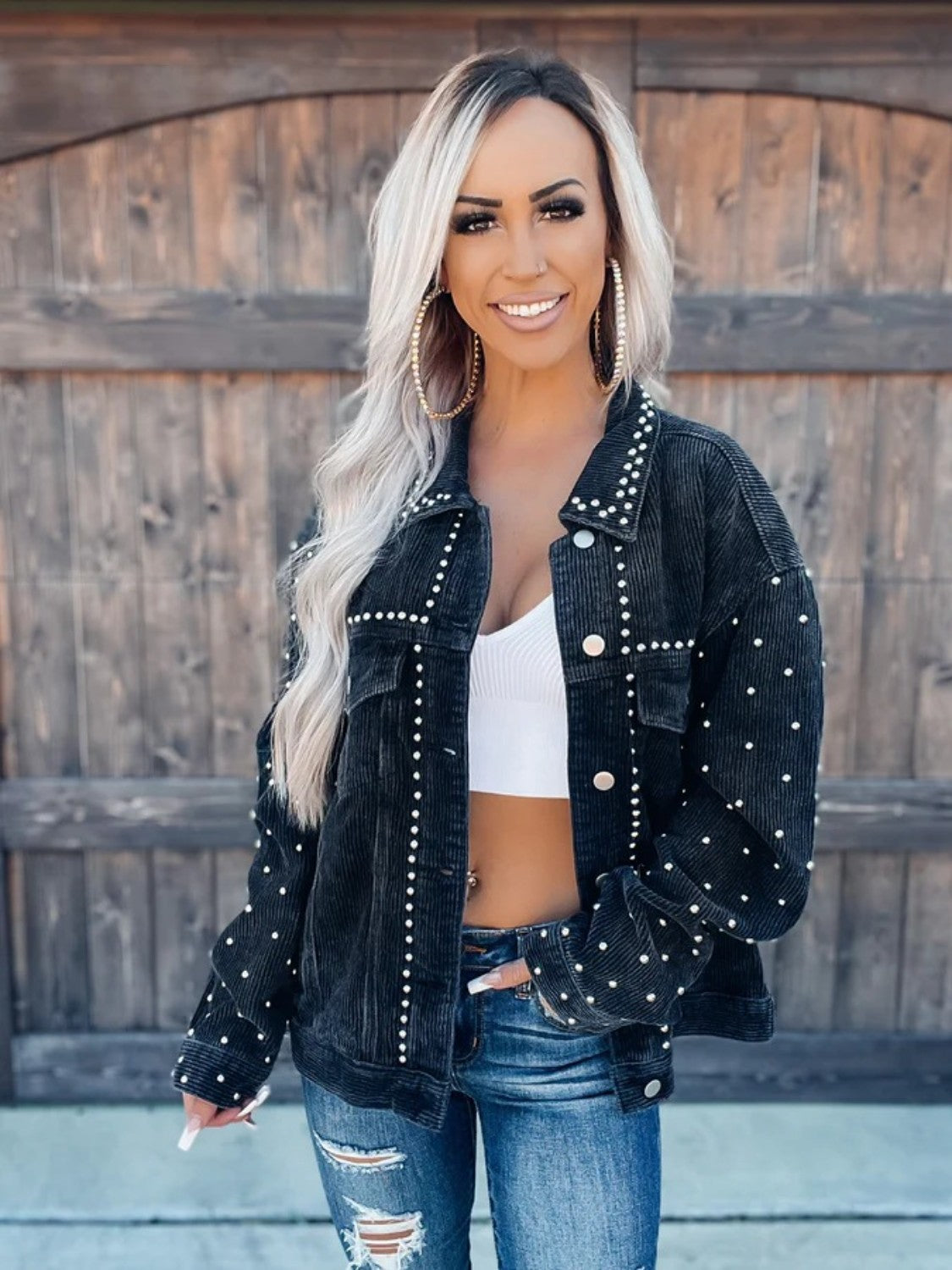 Studded Button Down Jacket