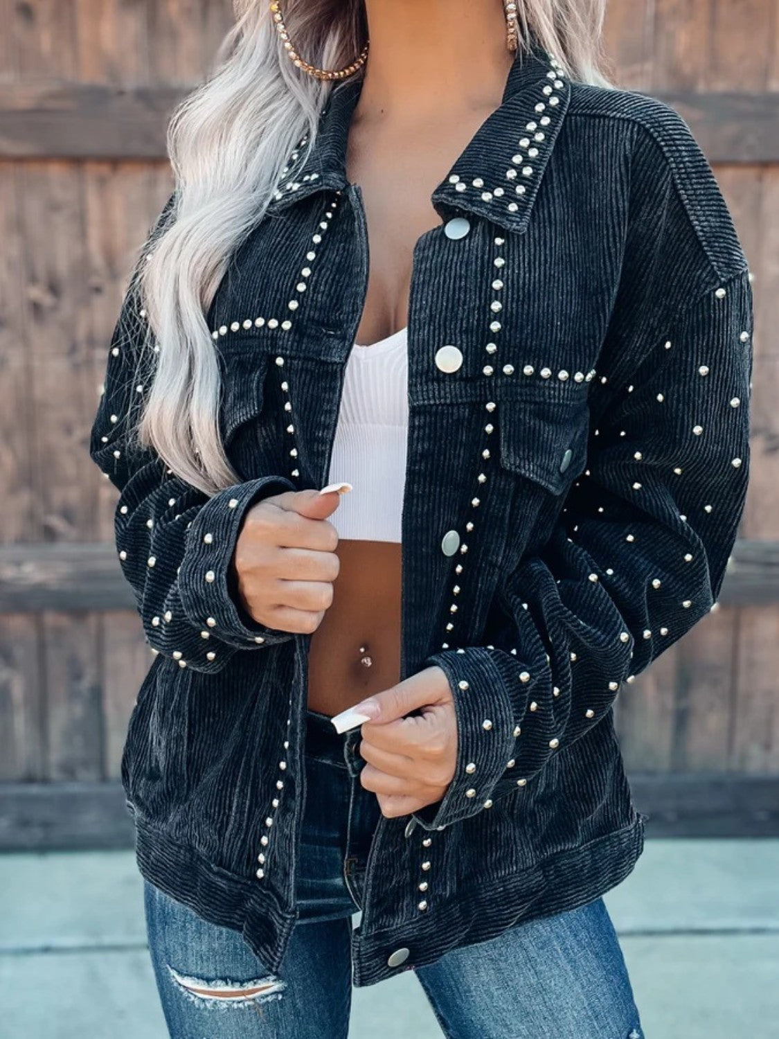 Studded Button Down Jacket