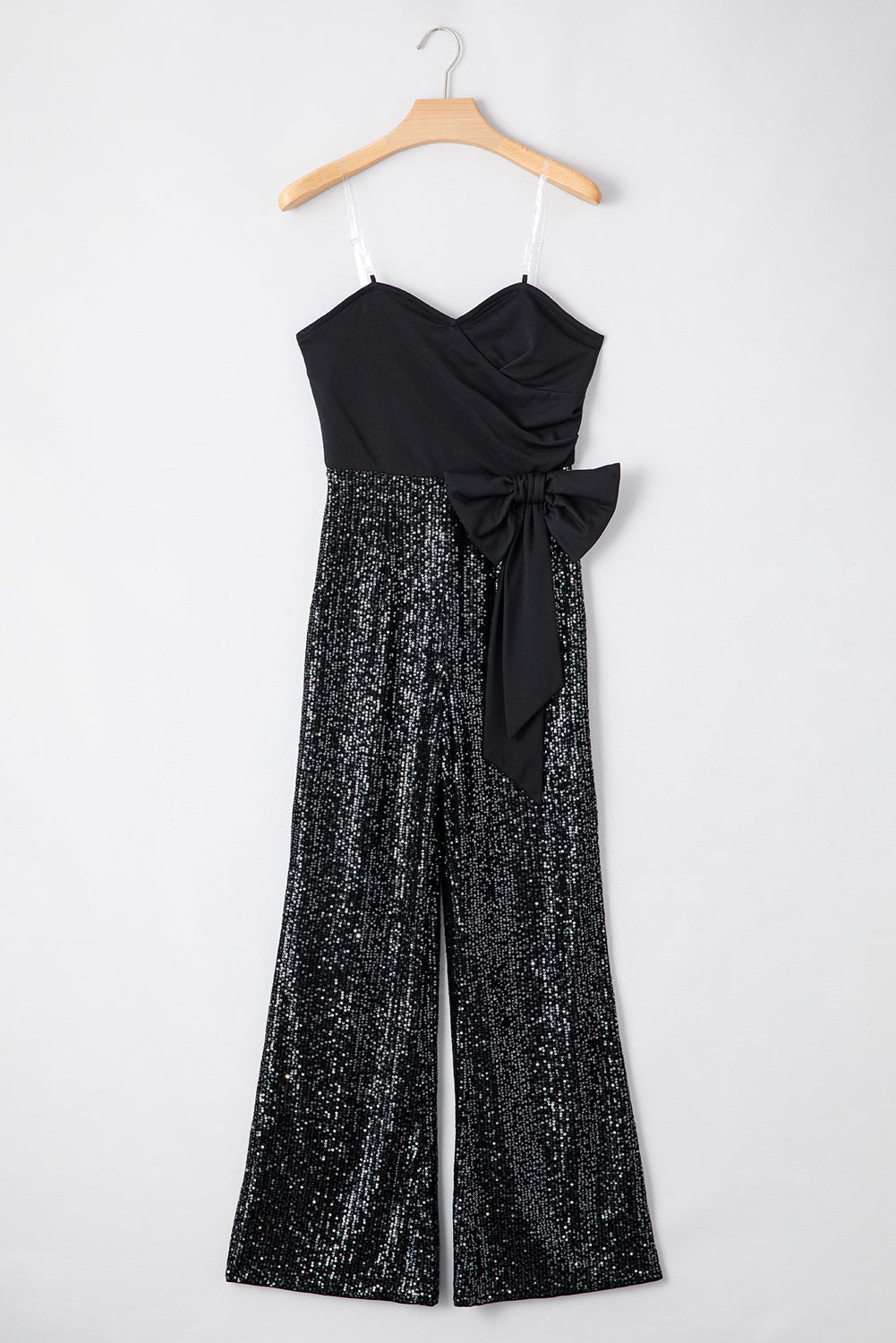 Sequin Tube Top Bowknot Wide Leg Jumpsuit