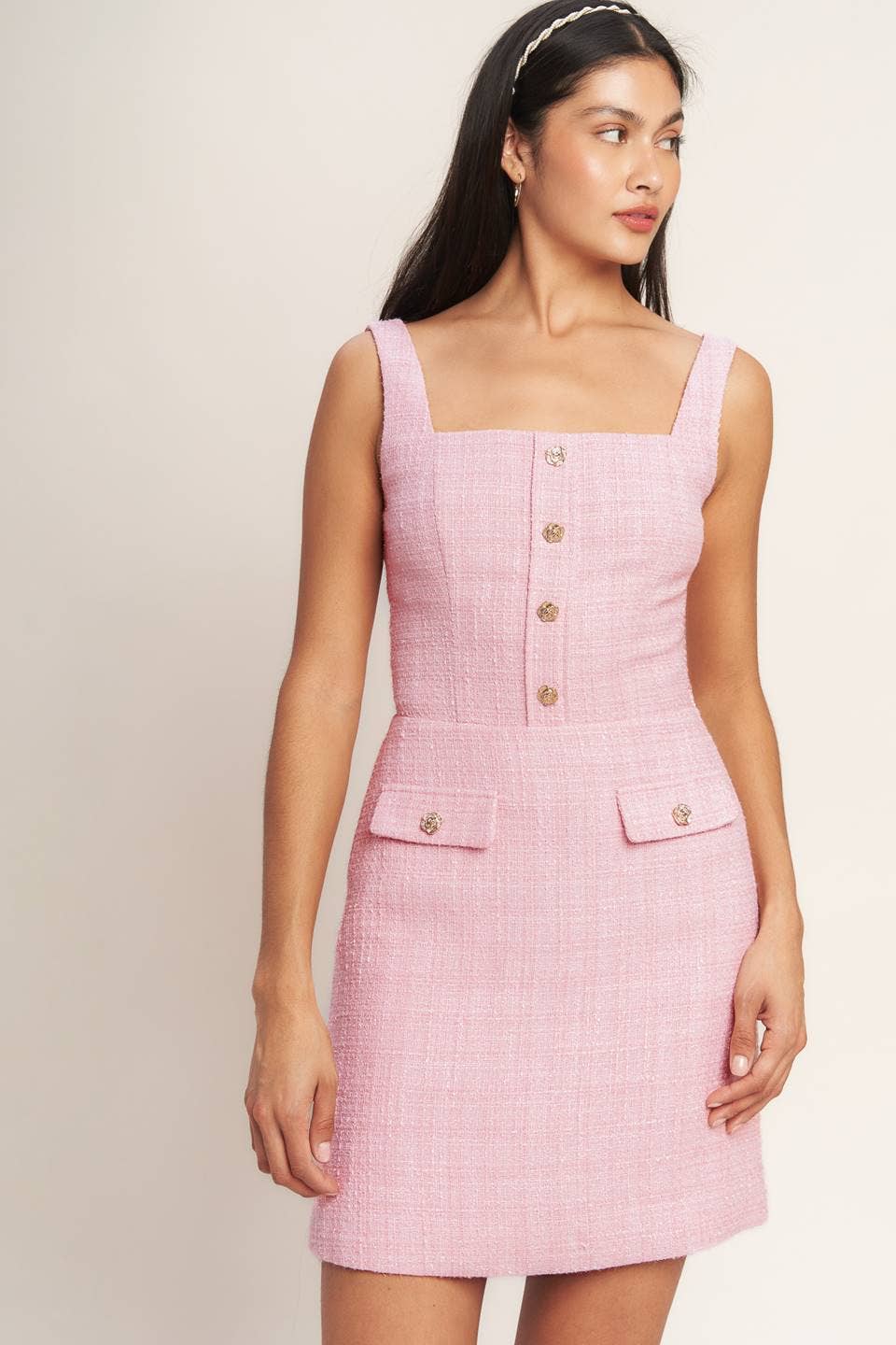 A woven tweed mini dress - ID23333