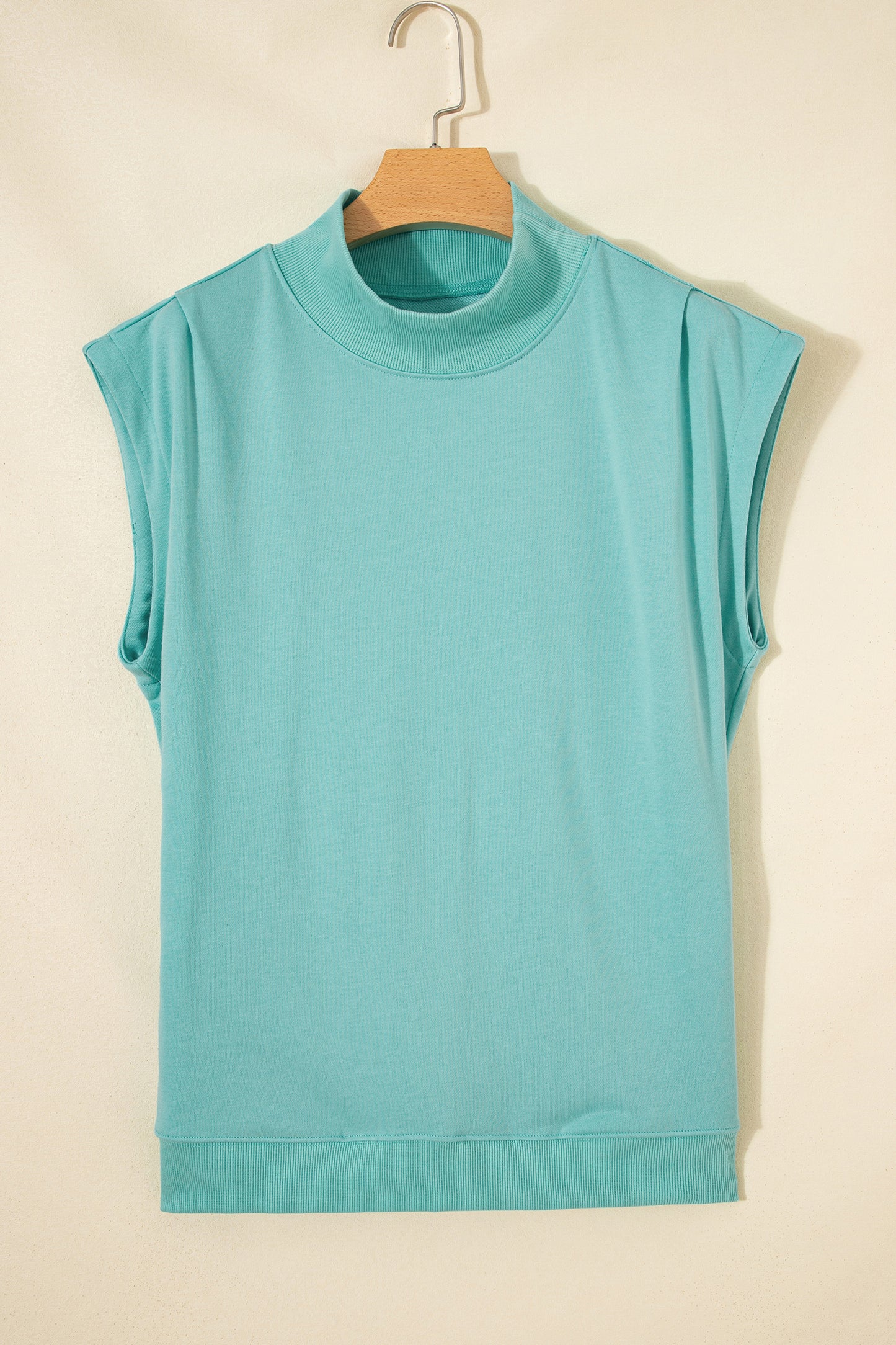 Phalaenopsis Solid Color High Neck Cap Sleeve Loose Top