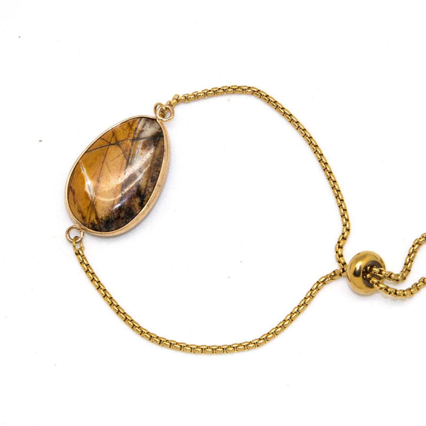 Bracelet Drawstring Antique Gold Brown Imperial Jasper