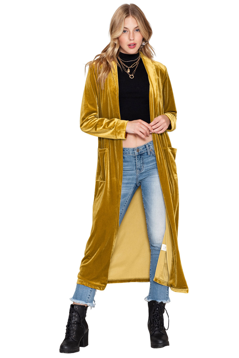 Desert Palm Pocket Open Front Long Cardigan