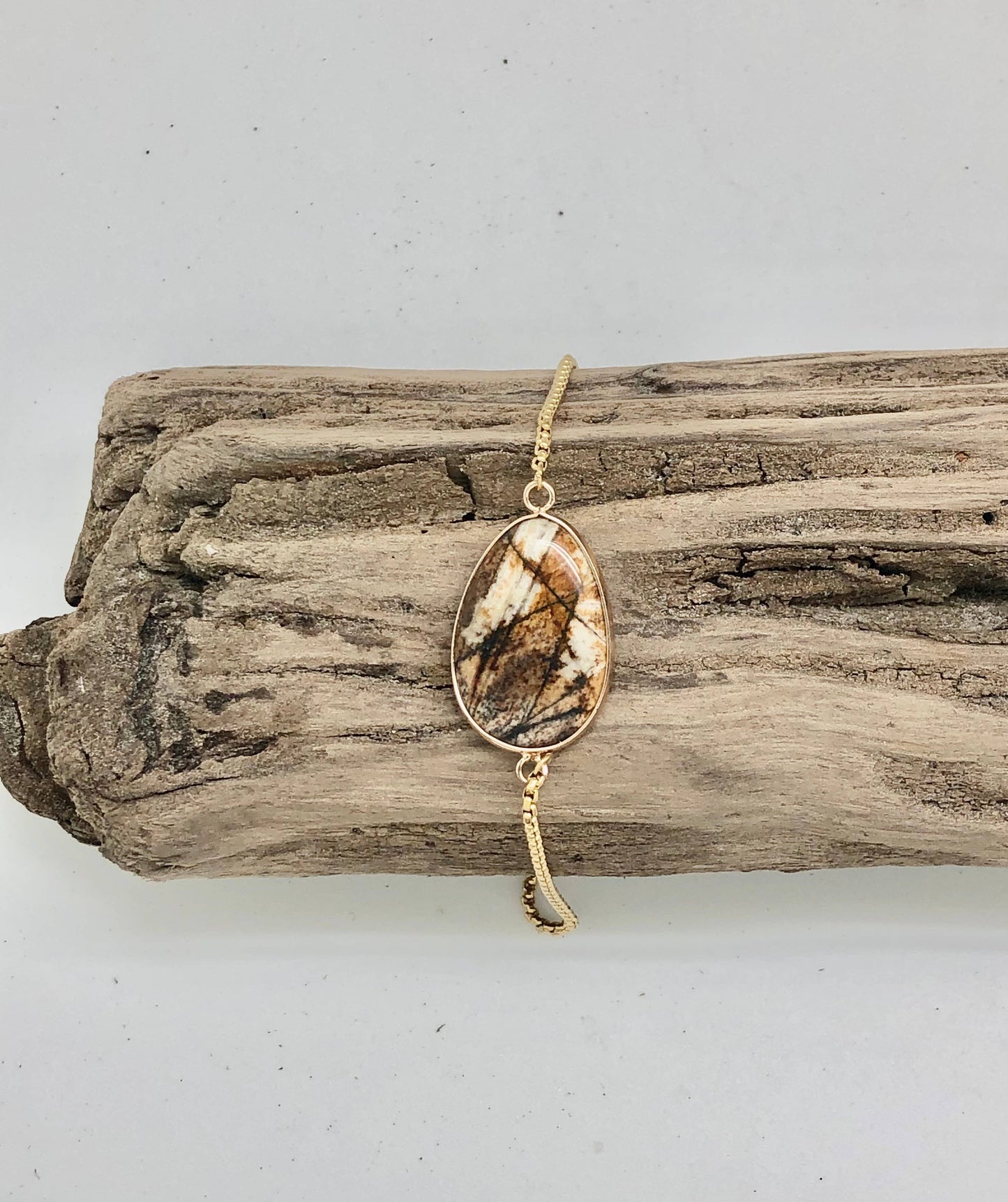 Bracelet Drawstring Antique Gold Brown Imperial Jasper