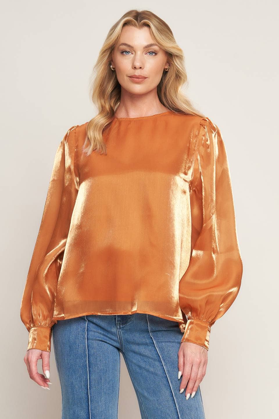 Bronze Round Neckline Long Sleeve Cuff