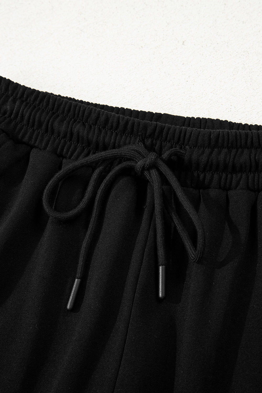 Navy Blue Varsity Striped Sleeve Drop Shoulder Sweatshirt and Shorts Set