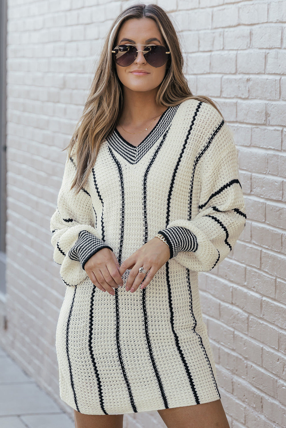 Loose V Neck Tunic Sweater