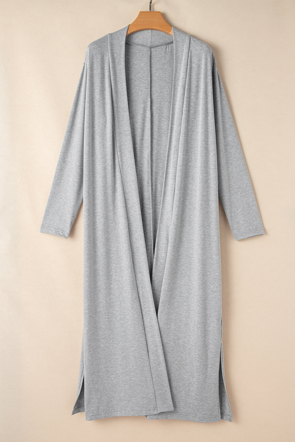Black Split Long Cardigan and Skinny Pants Loungewear Set