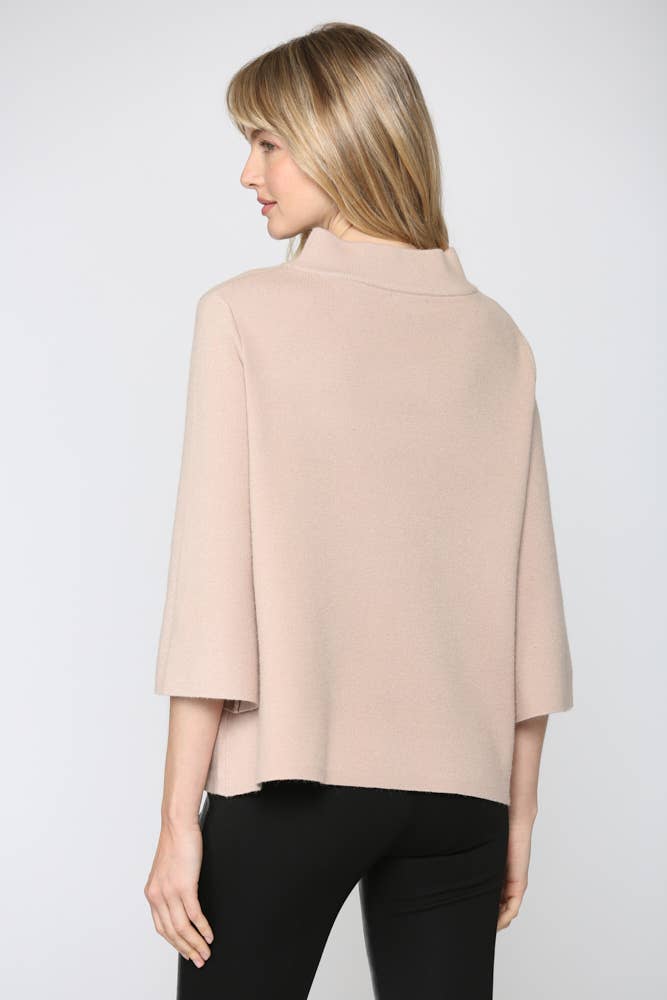 MOCK NECK PULL OVER SWEATER/BELL SLEEVE