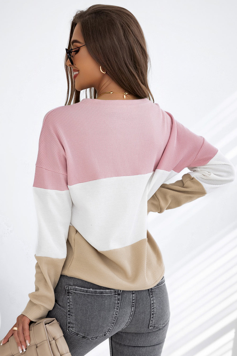 Waffle Knit Long Sleeve Top