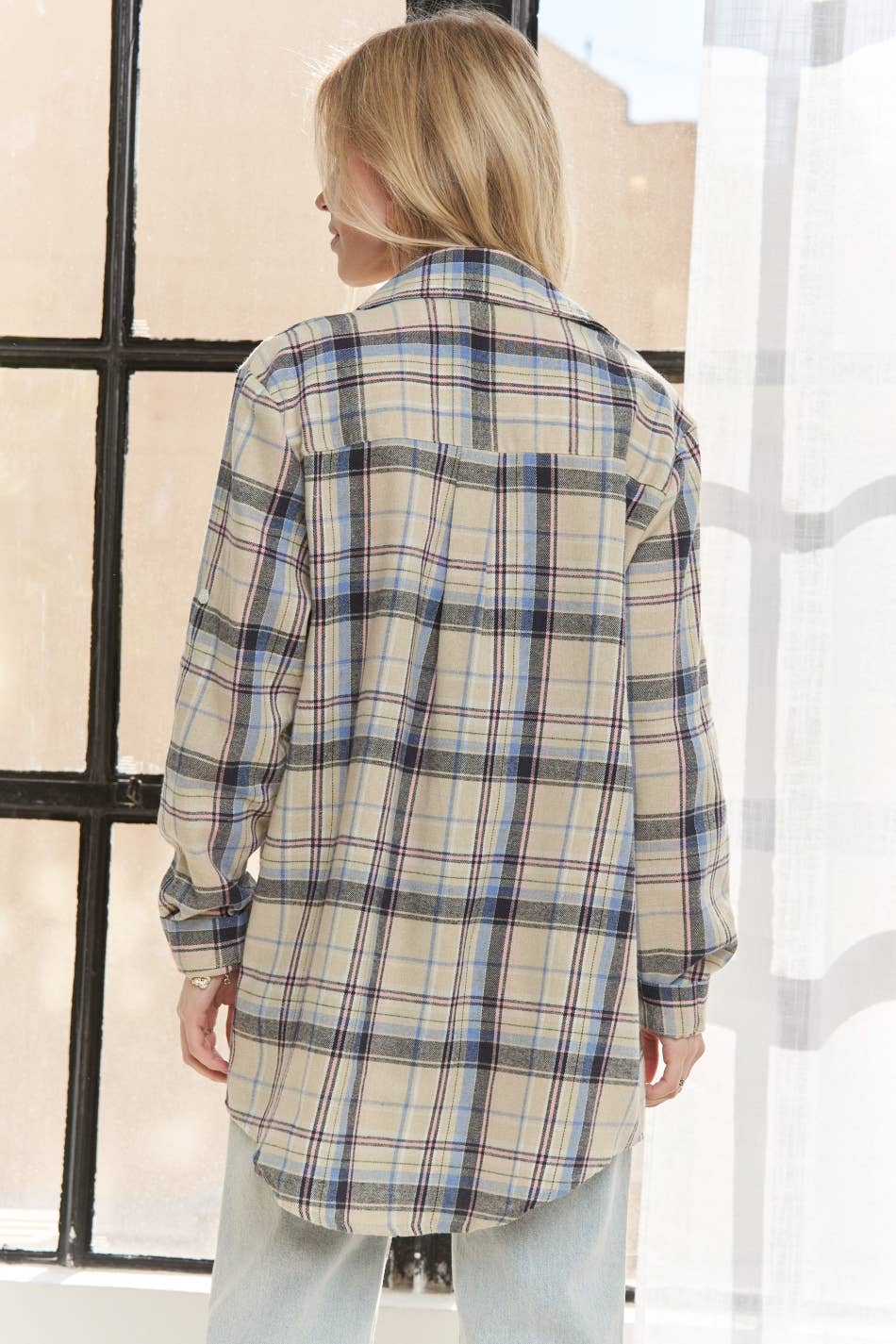 PLAID BUTTON UP BOYFRIEND SHIRT