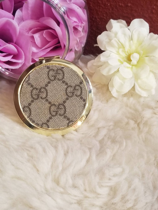 Upcycled GG gold compact mirror