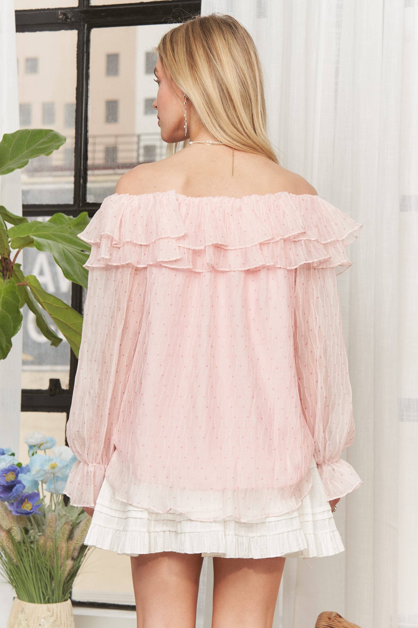 CHIFFON OFF SHOULDER BLOUSE