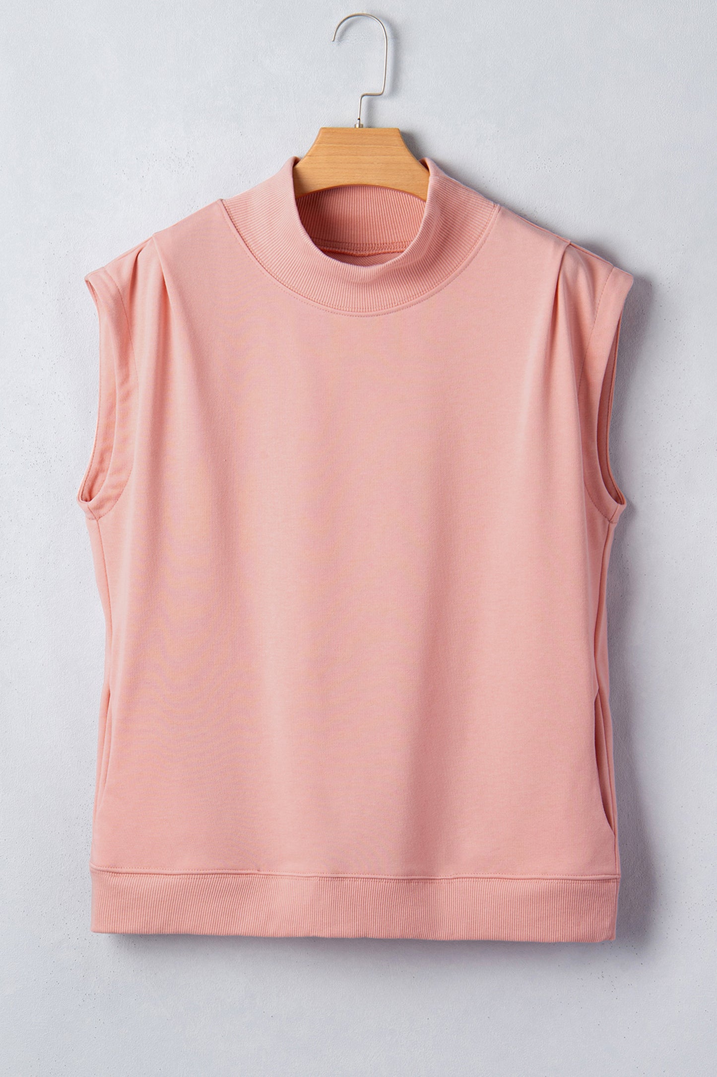 Phalaenopsis Solid Color High Neck Cap Sleeve Loose Top
