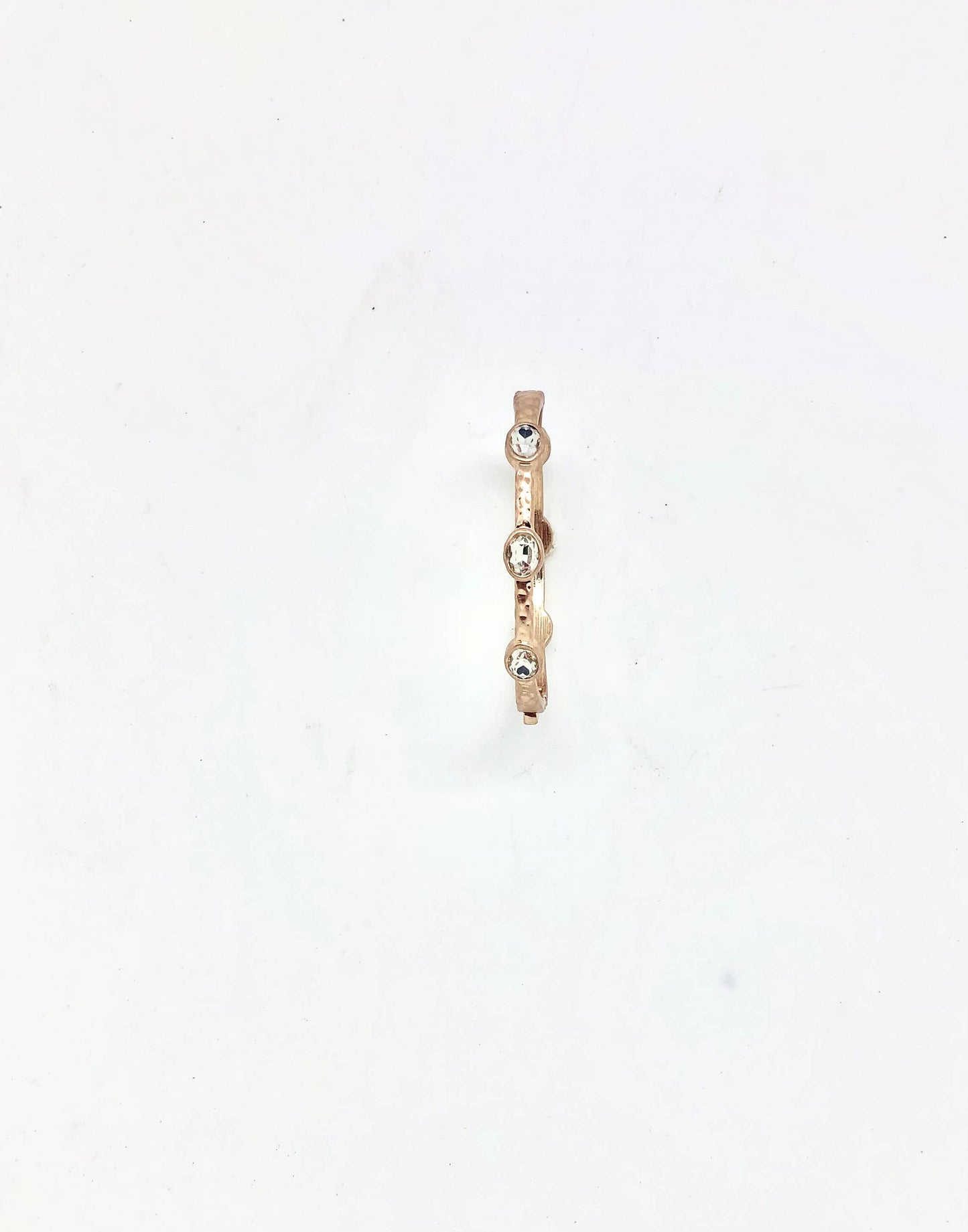 Bracelet 6 Oval Clear Glass Matte Gold w/Safety Hook Clasp