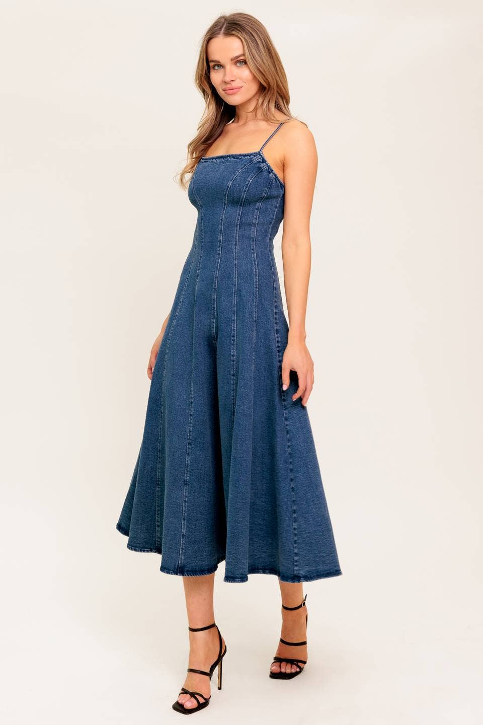 Washed Denim Midi Dress