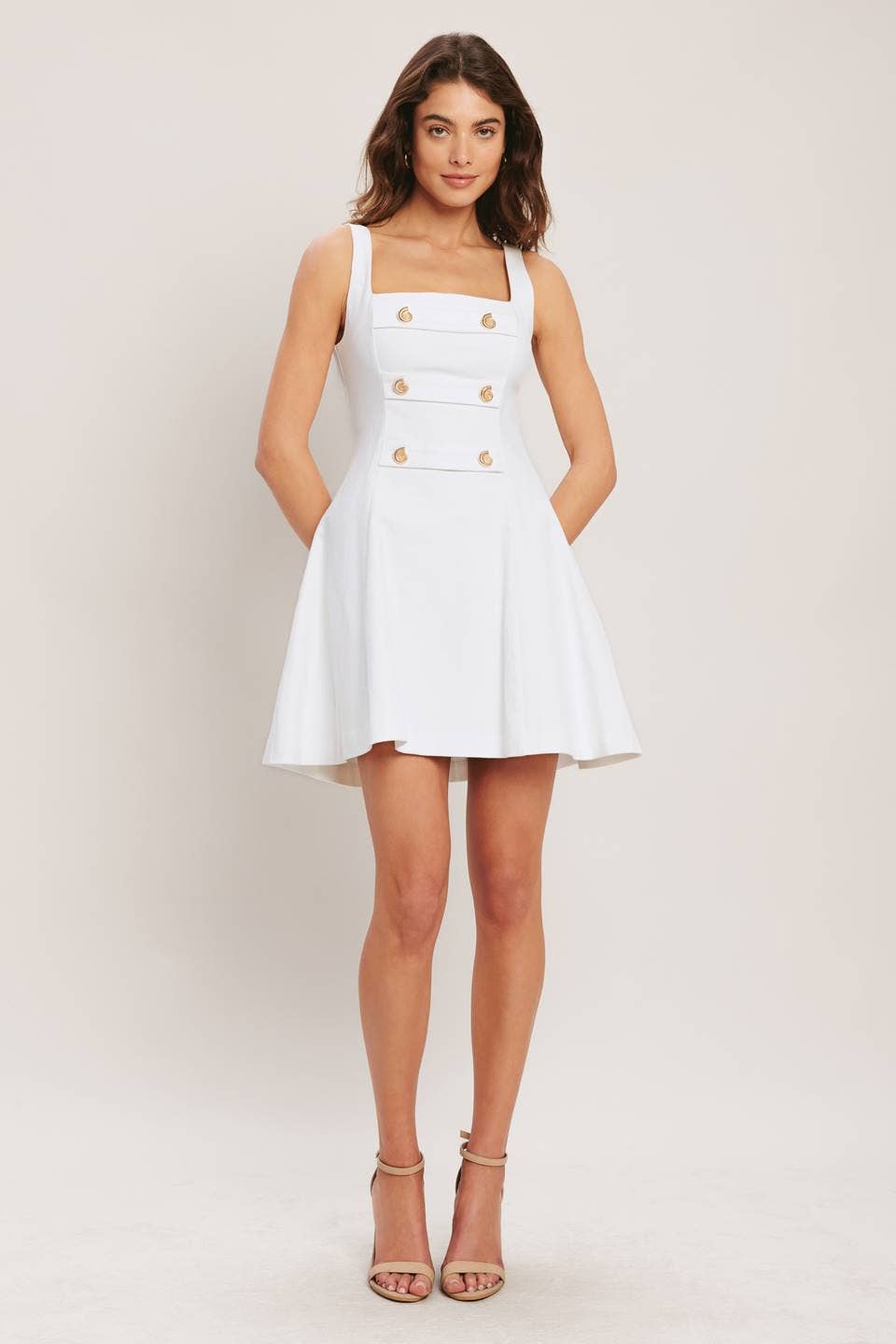 A solid woven mini dress