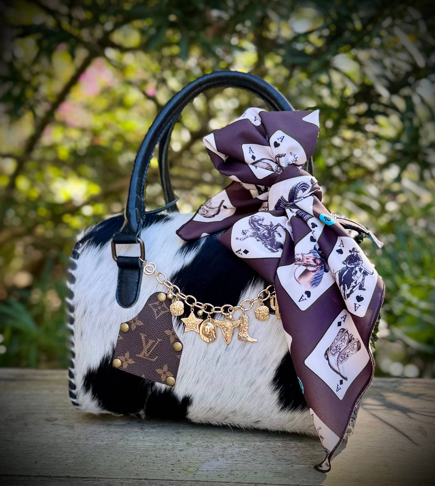 Upcycled LV Cowhide Leather Speedy Bag Western Rodeo NFR